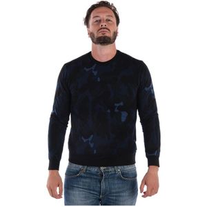 Emporio Armani, Heren, Sweatshirts & Hoodies, Blauw, Maat: L Katoen,