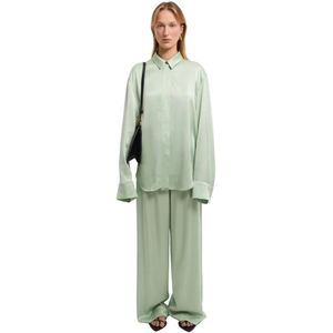 Aeron, Dames, Blouses & Shirts, Groen, Maat: XS Satijn,