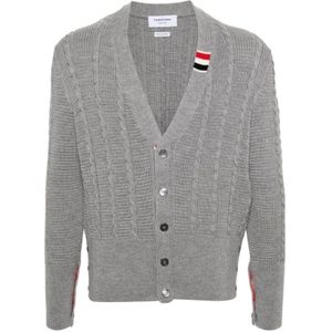 Thom Browne, Heren, Truien, Grijs, Maat: XL Wol,