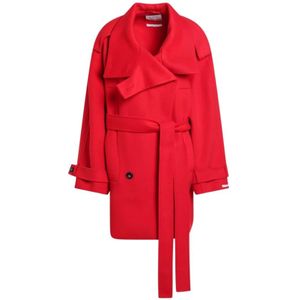 Sportmax, Dames, Mantels, Rood, Maat: XS Wol,