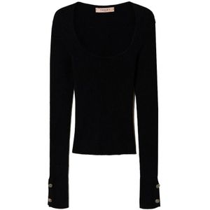 Twinset, Dames, Truien, Zwart, Maat: L Viscose,
