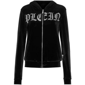 Philipp Plein, Dames, Sweatshirts & Hoodies, Zwart, Maat: L Poliester,