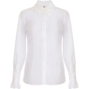 Elisabetta Franchi, Dames, Blouses & Shirts, Wit, Maat: S Poliester,