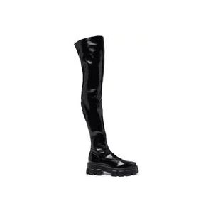 Prada Stijlvolle Overknee Laarzen , Black , Dames , Maat: 37 EU