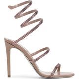 René Caovilla Sandalen - Phard Satin Blush Rose Strass Snake Sandals in beige