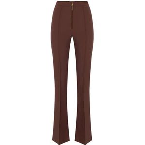 Elisabetta Franchi, Dames, Broeken, Bruin, Maat: XS Satijn,