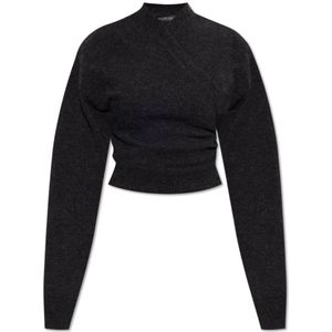Balenciaga, Dames, Truien, Grijs, Maat: XS Wol,