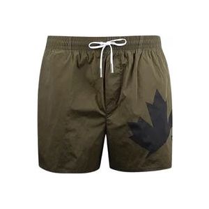 Dsquared2 Khaki Badpak met Technische Stof , Green , Heren , Maat: XL