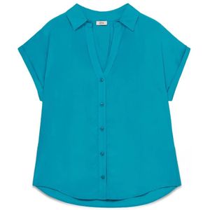Oltre, Dames, Blouses & Shirts, Blauw, Maat: S Viscose,