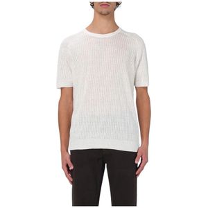 Roberto Collina, Heren, Tops, Wit, Maat: L Linnen,