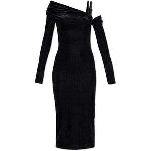 Versace Jeans Couture, Dames, Jurken, Zwart, Maat: XS Velours,