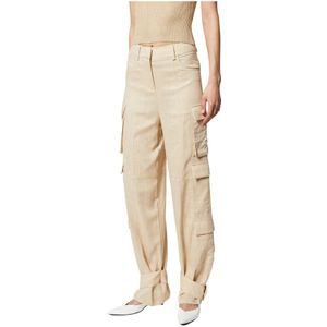 Silvian Heach, Dames, Broeken, Beige, Maat: 2XS Linnen,