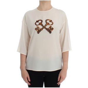 Dolce & Gabbana, Dames, Blouses & Shirts, Wit, Maat: 3XS Zijde,