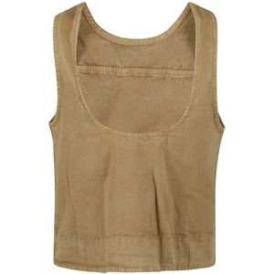 Ganni, Dames, Tops, Bruin, Maat: XS Katoen,
