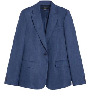 Weekend Max Mara, Dames, Jassen, Blauw, Maat: M Linnen,