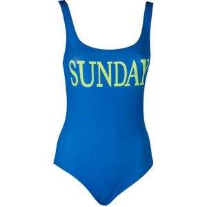 Alberta Ferretti, Dames, Badkleding, Blauw, Maat: 2XS Poliester,
