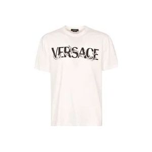 Versace Heren Wit Logo Print T-Shirt , White , Heren , Maat: M