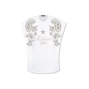 Balmain Paillet T-shirt , White , Dames , Maat: XS