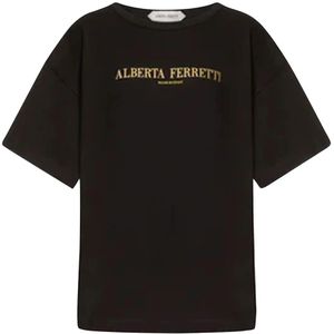 Alberta Ferretti, Dames, Tops, Zwart, Maat: M Katoen,