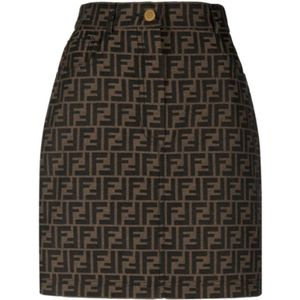 Fendi, Dames, Rokken, Bruin, Maat: 2XS Katoen,