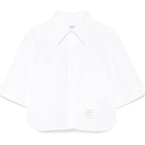 Thom Browne, Dames, Blouses & Shirts, Wit, Maat: 2XS Katoen,
