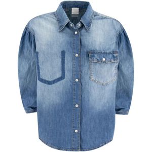 Pinko, Dames, Blouses & Shirts, Blauw, Maat: XS Katoen,