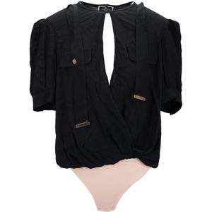 Elisabetta Franchi, Dames, Tops, Zwart, Maat: L Viscose,