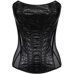 Elisabetta Franchi, Dames, Tops, Zwart, Maat: XS Leer,