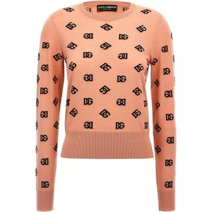 Dolce & Gabbana, Dames, Truien, Roze, Maat: XL Zijde,