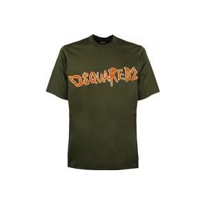Dsquared2 Heren Casual Katoenen T-Shirt , Green , Heren , Maat: S