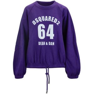 Dsquared2, Dames, Sweatshirts & Hoodies, Blauw, Maat: S Katoen,