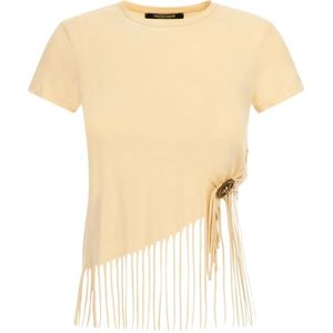 Roberto Cavalli, Dames, Tops, Beige, Maat: M Katoen,