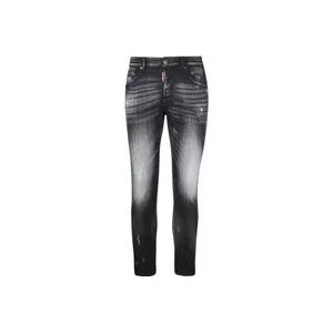 Dsquared2 Slim-fit Destroyed en Gewassen Skater Jeans - Zwart , Gray , Dames , Maat: XL
