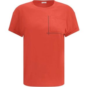 Brunello Cucinelli, Dames, Tops, Rood, Maat: XS Katoen,