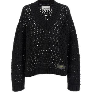 Ganni, Dames, Truien, Zwart, Maat: 2Xs/Xs Katoen,