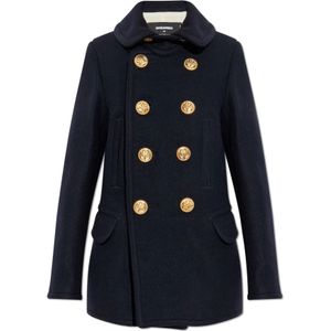 Dsquared2, Dames, Mantels, Blauw, Maat: 2XS Wol,