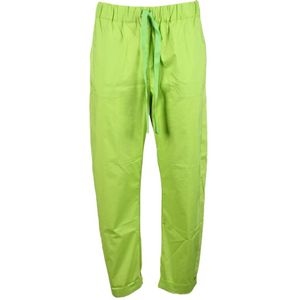 Semicouture, Dames, Broeken, Groen, Maat: M Katoen,
