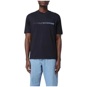 Emporio Armani, Heren, Tops, Blauw, Maat: XL Katoen,