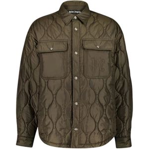 Palm Angels, Heren, Jassen, Groen, Maat: L Poliester,