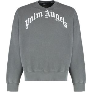 Palm Angels, Heren, Sweatshirts & Hoodies, Grijs, Maat: XL Katoen,