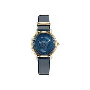Versace Medusa Alchemy Blauw Goud Horloge , Yellow , Dames , Maat: ONE Size