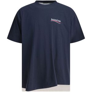 Balenciaga, Heren, Tops, Blauw, Maat: M Katoen,