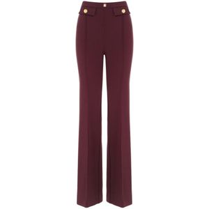 Elisabetta Franchi, Dames, Broeken, Rood, Maat: L Poliester,