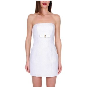 Elisabetta Franchi, Dames, Jurken, Wit, Maat: M Tweed,