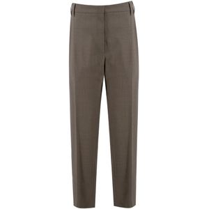 Brunello Cucinelli, Dames, Broeken, Bruin, Maat: L Wol,