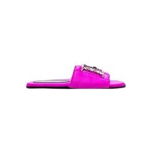 Dsquared2 Premium Leren Gewatteerde Sandalen met Glamoureus Ornament , Pink , Dames , Maat: 37 EU
