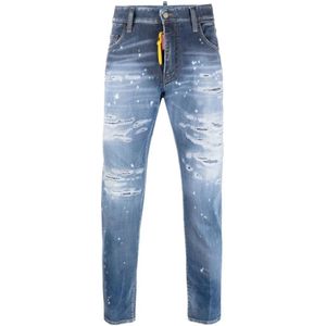 Dsquared2 Slim-fit Jeans met Distressed-effect , Blue , Heren , Maat: L