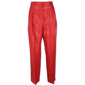 Elisabetta Franchi, Dames, Broeken, Rood, Maat: M Lame,