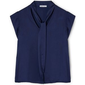 Motivi, Dames, Blouses & Shirts, Blauw, Maat: L Satijn,