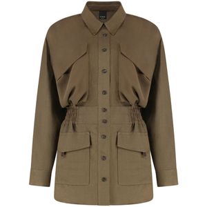 Pinko, Dames, Jassen, Groen, Maat: 2XS Linnen,